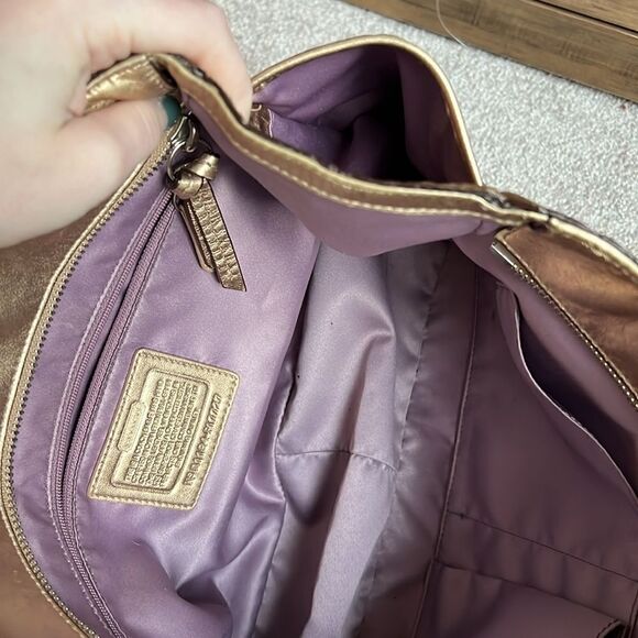 Vintage COACH Authentic Metallic Gold Embossed Purse / Bag - Picture 10 of 15
